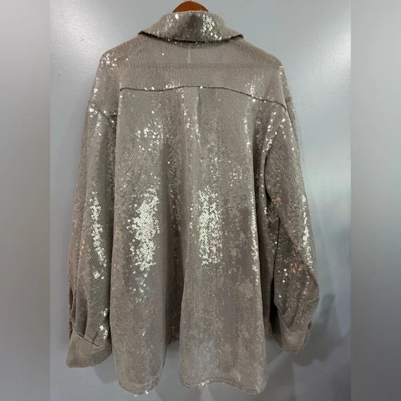 Free People Disco Margarita Sequin
Button Down Top in Silver Large - Picture 7 of 10